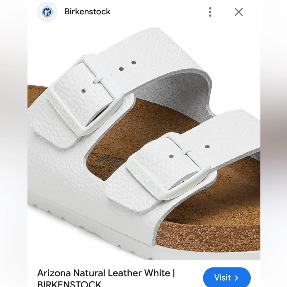 Birkenstock Arizona in White Leather Soft Footbed Size 39 US 8-8.5  gently used